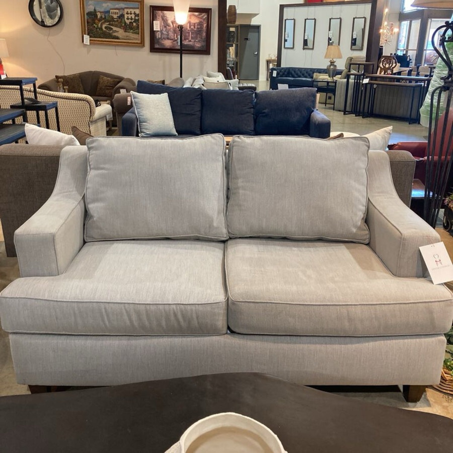 Canvas Slope Arm Loveseat Grey - image-2