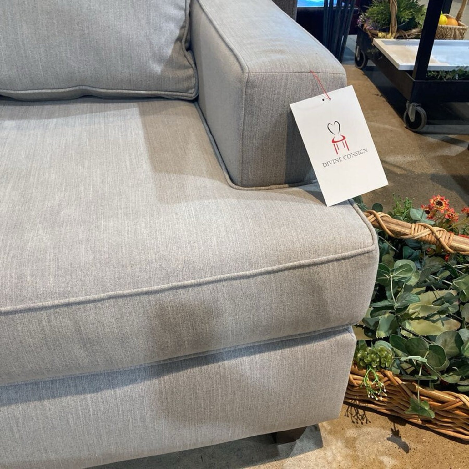 Canvas Slope Arm Loveseat Grey - image-3