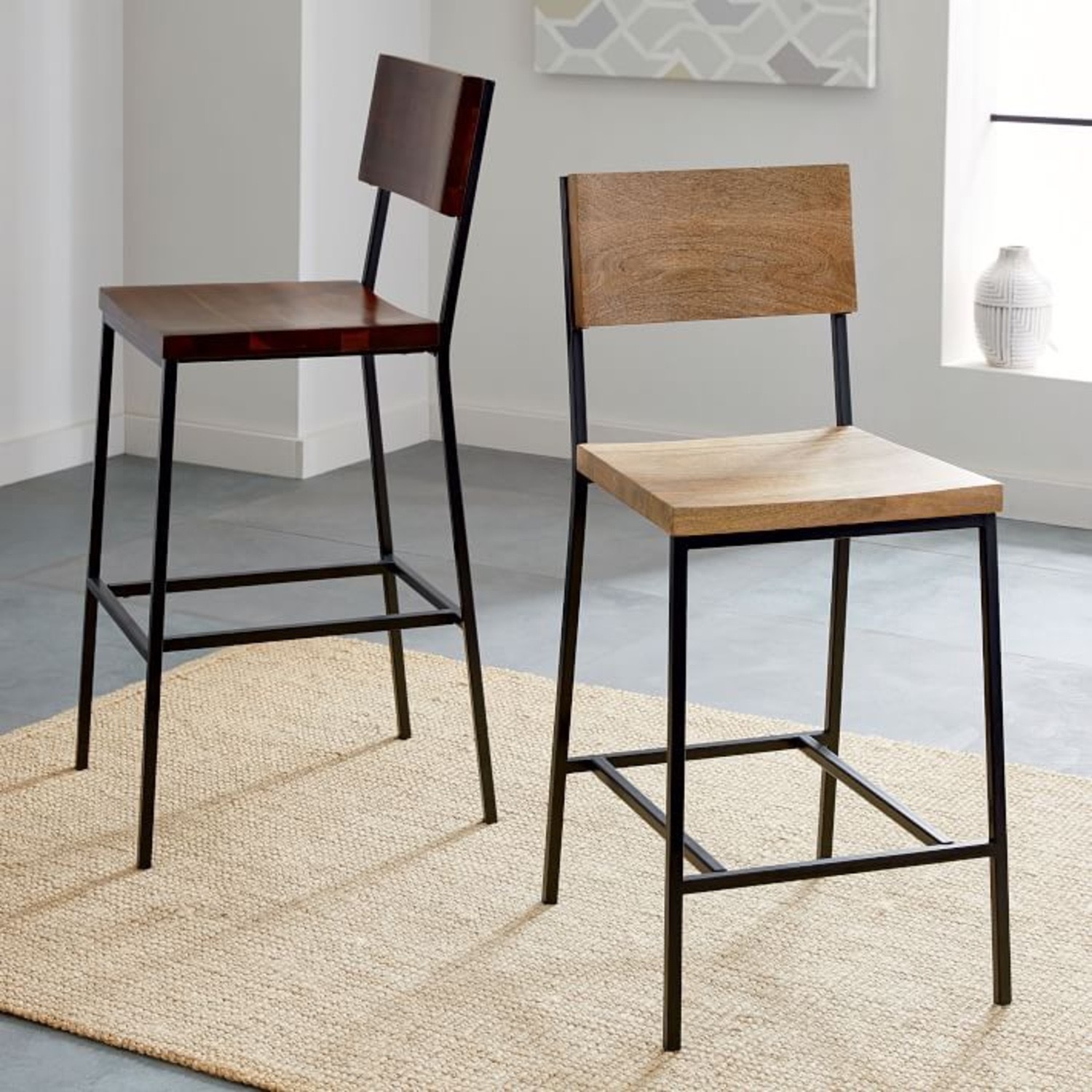 West Elm Rustic Natural Wood Stools - image-1
