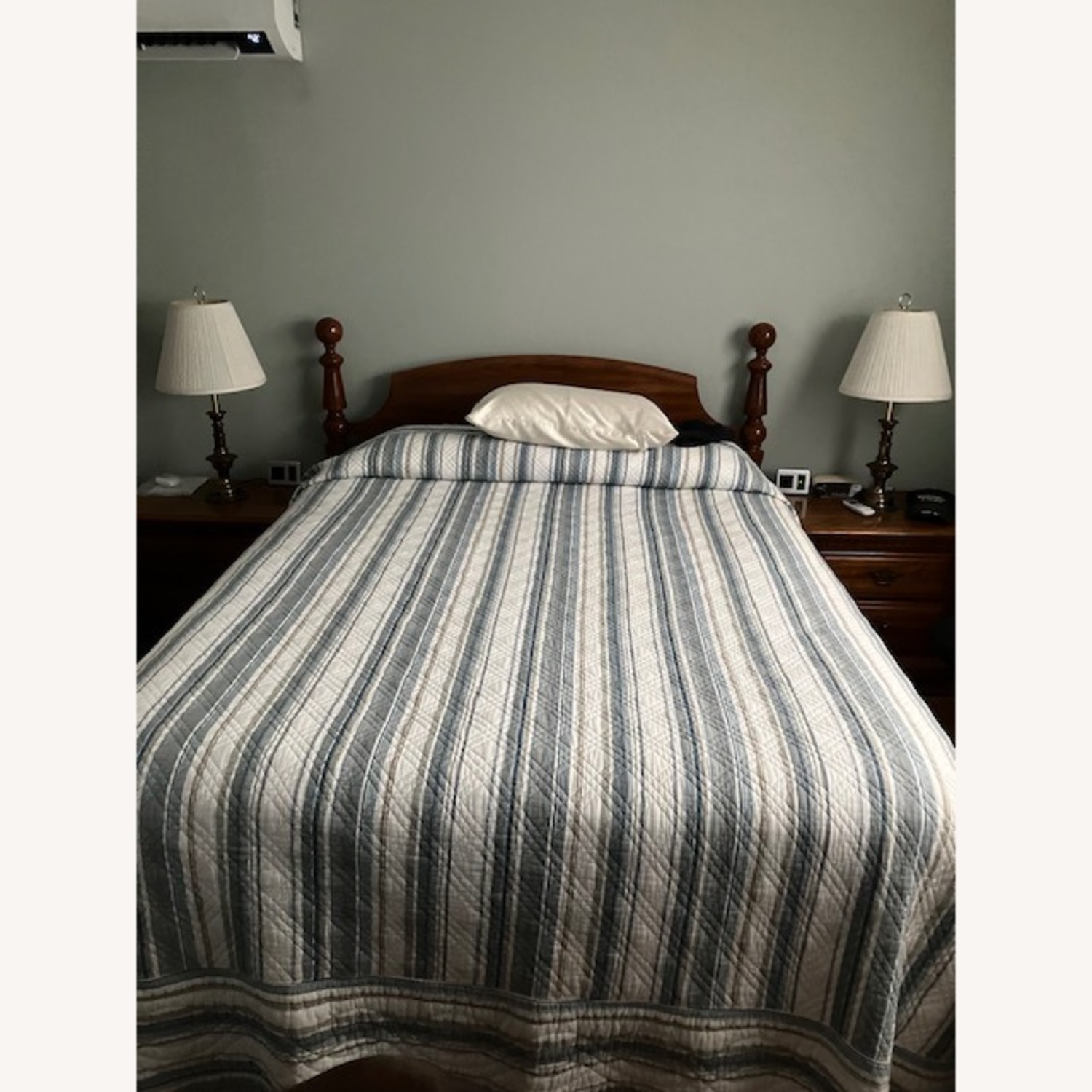 Vintage/Antique Dark Brown Wood Queen Bed - image-4