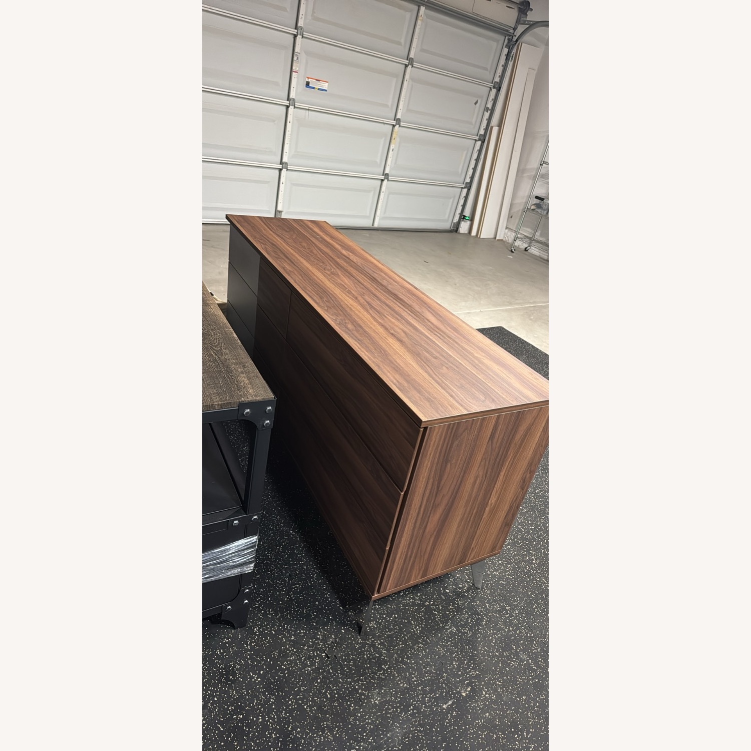 Modern Miami Walnut Wood + Faux Concrete Dresser - image-1