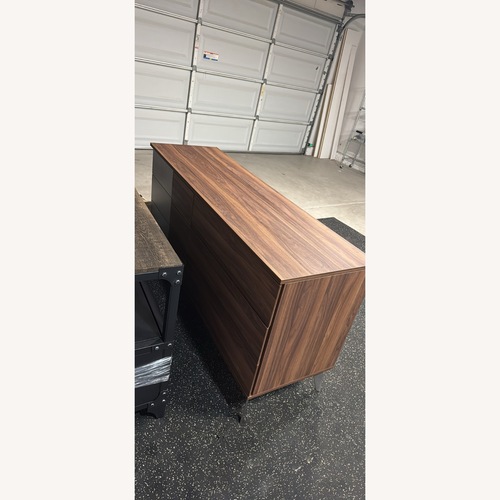 Used Modern Miami Walnut Wood + Faux Concrete Dresser for sale on AptDeco