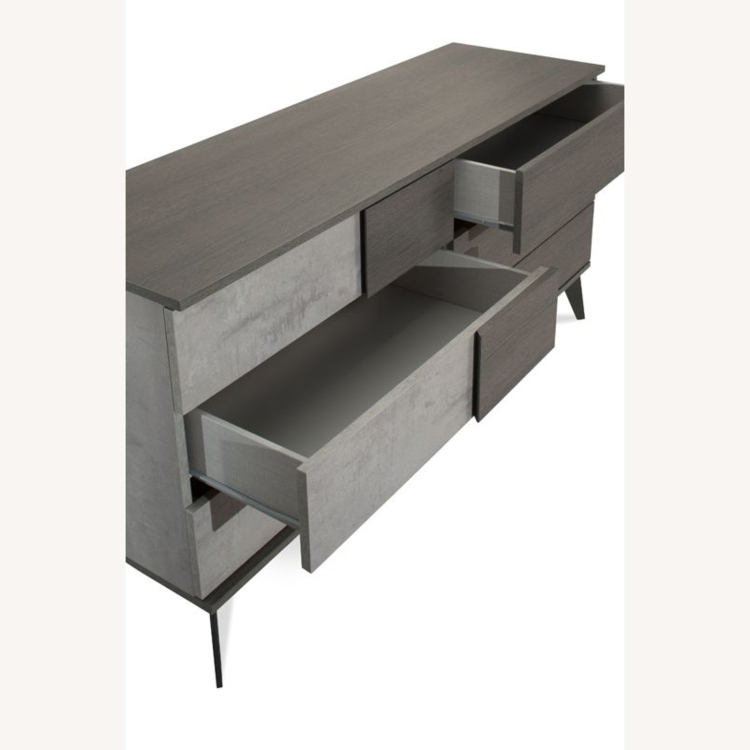Modern Miami Walnut Wood + Faux Concrete Dresser - image-3