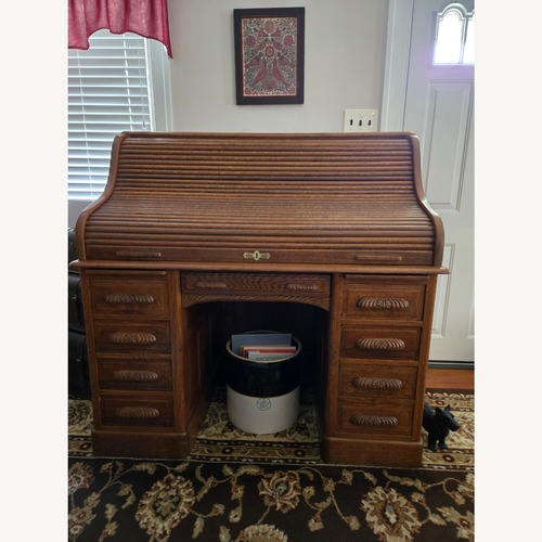 Used Vintage/Antique Dark Brown Wood Desk for sale on AptDeco