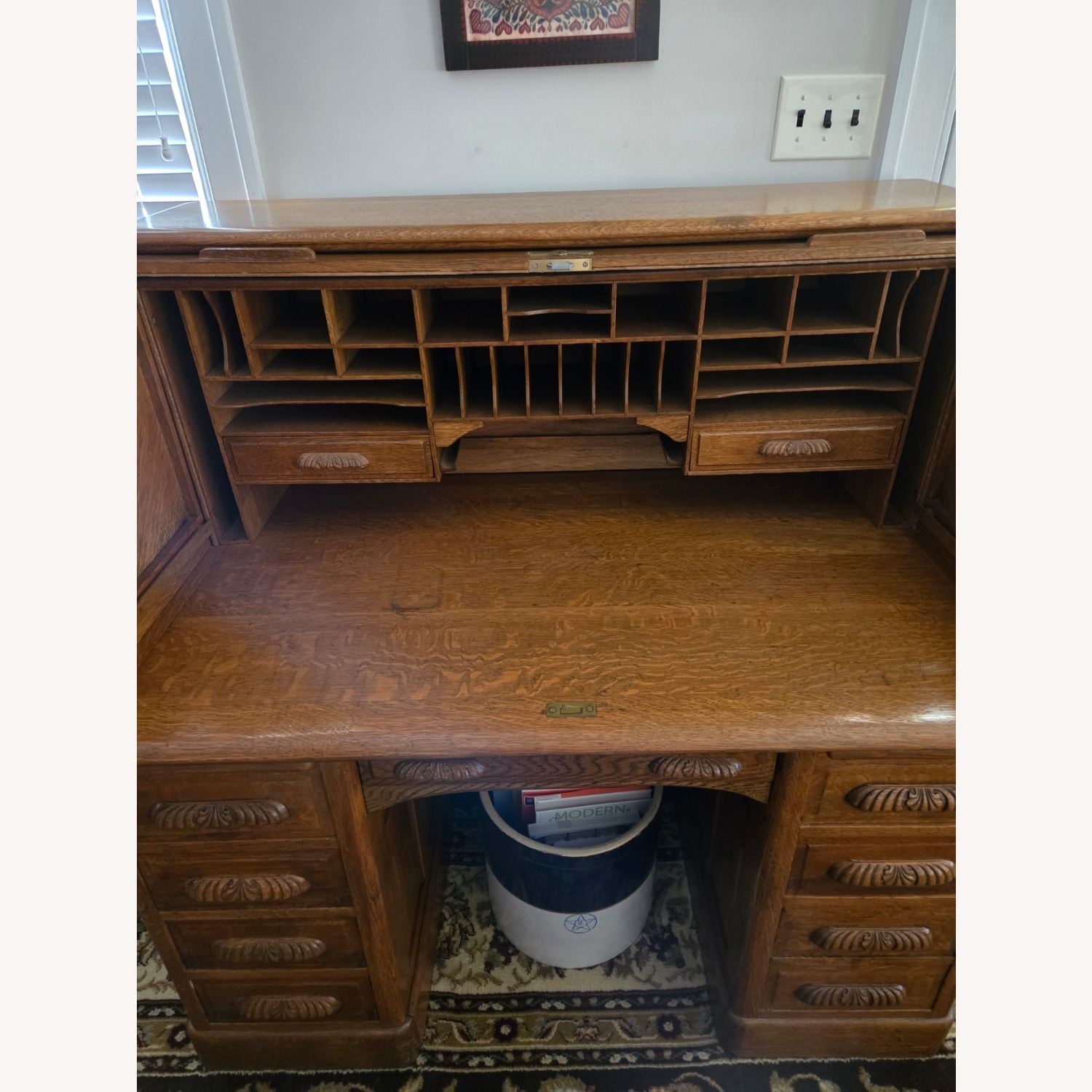 Vintage/Antique Dark Brown Wood Desk - image-4