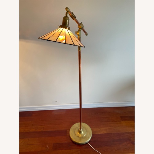 Used Handcrafted Pink Stained Glass Floor Lamps Brass for sale on AptDeco