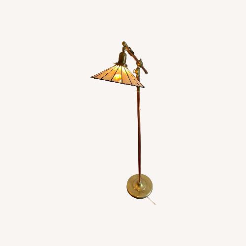 Used Handcrafted Pink Stained Glass Floor Lamps Brass for sale on AptDeco