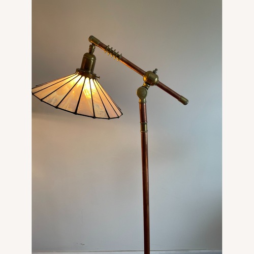 Used Handcrafted Pink Stained Glass Floor Lamps Brass for sale on AptDeco