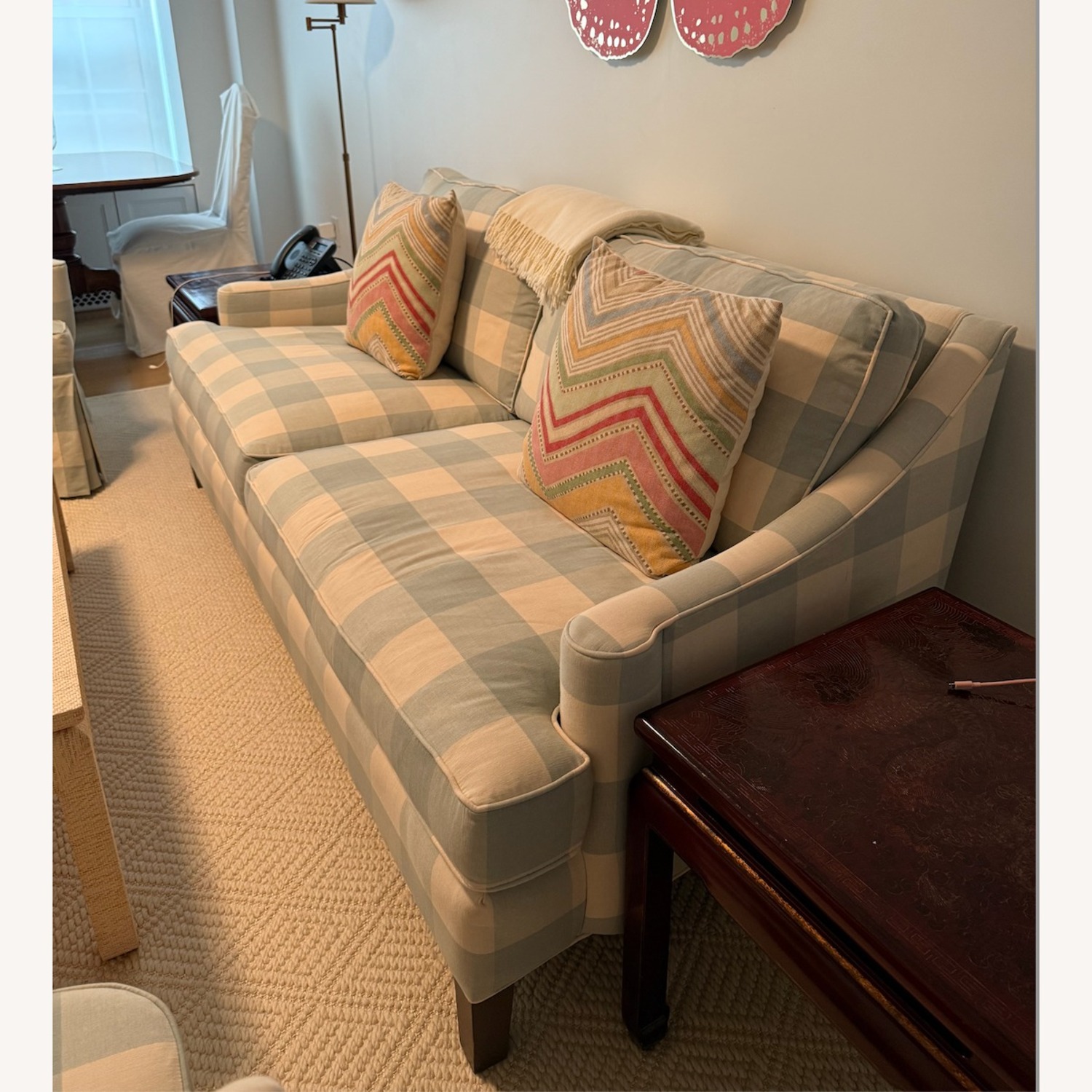 Ballard Designs Blue Fabric 3+ Seater Sofa - image-2