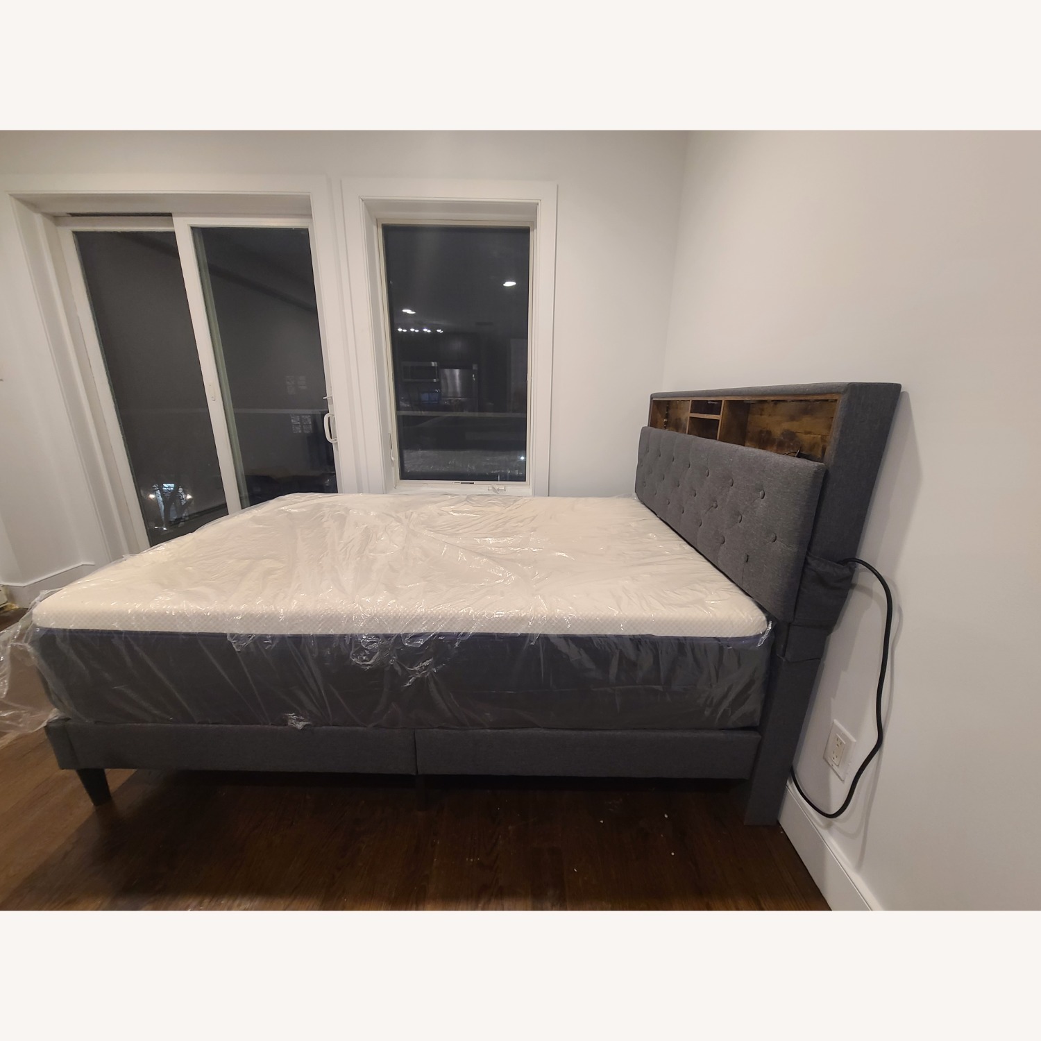 Dark Gray Fabric Full Bed - image-2