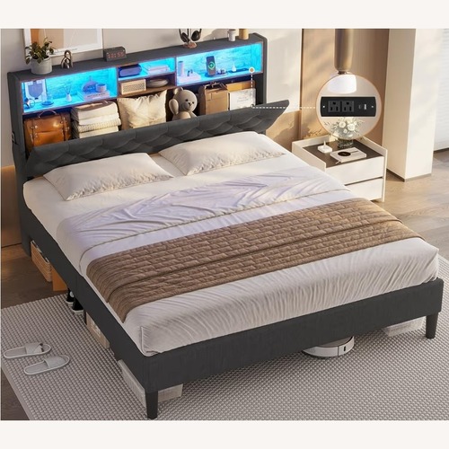 Used Dark Gray Fabric Full Bed for sale on AptDeco