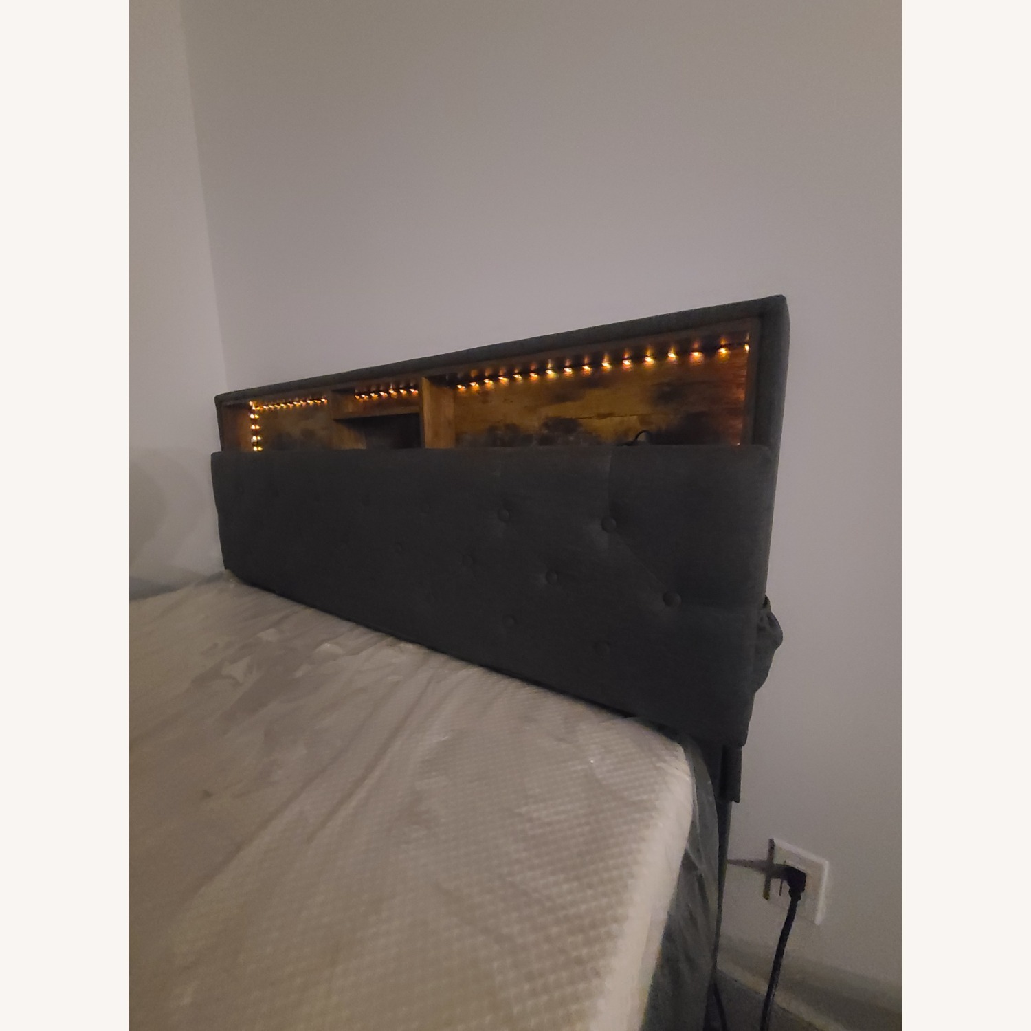 Dark Gray Fabric Full Bed - image-3
