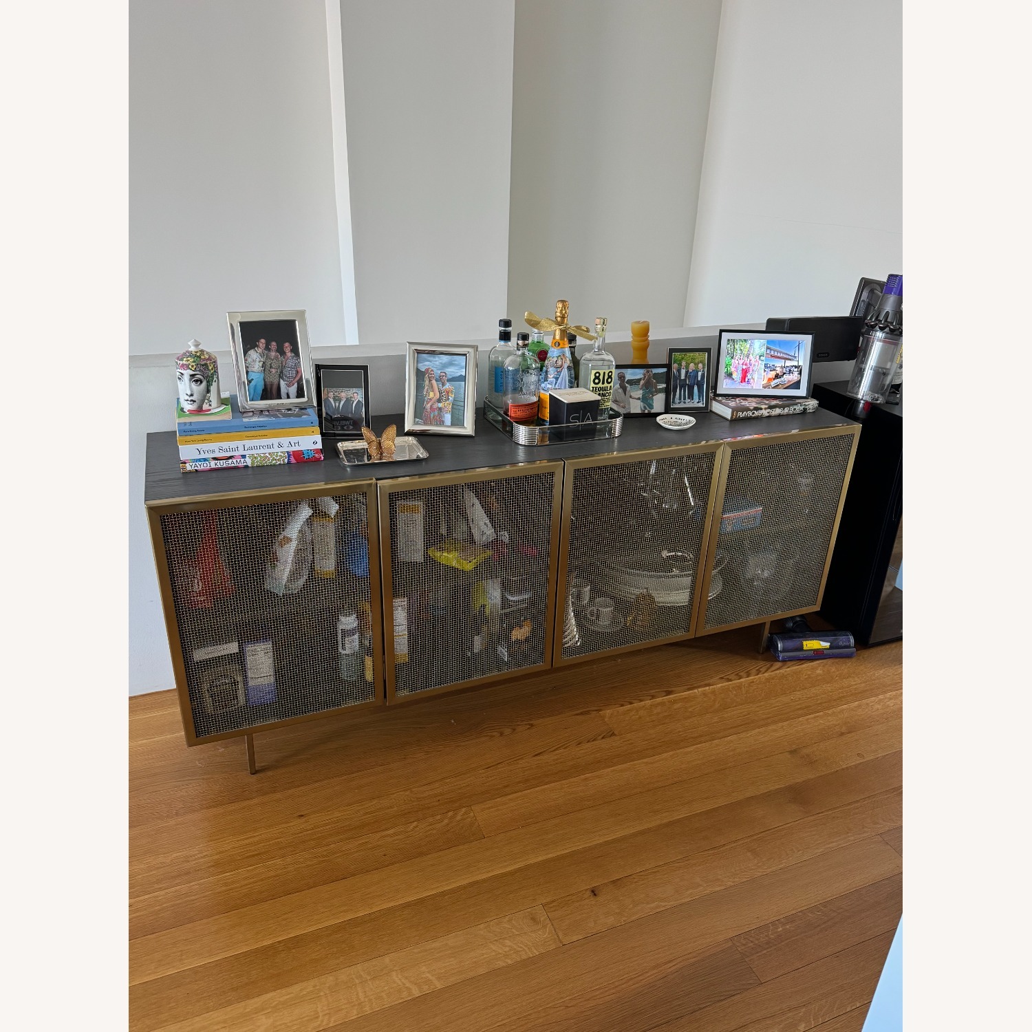 CB2 Trace 71" Brass Wire Mesh Credenza - image-1