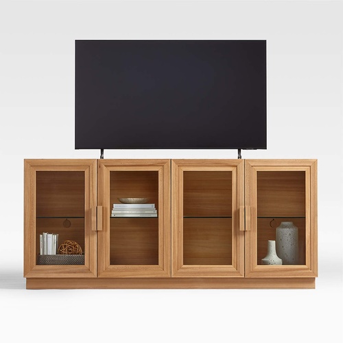Used Crate & Barrel Calypso 72" Natural Wood Storage Media Console for sale on AptDeco