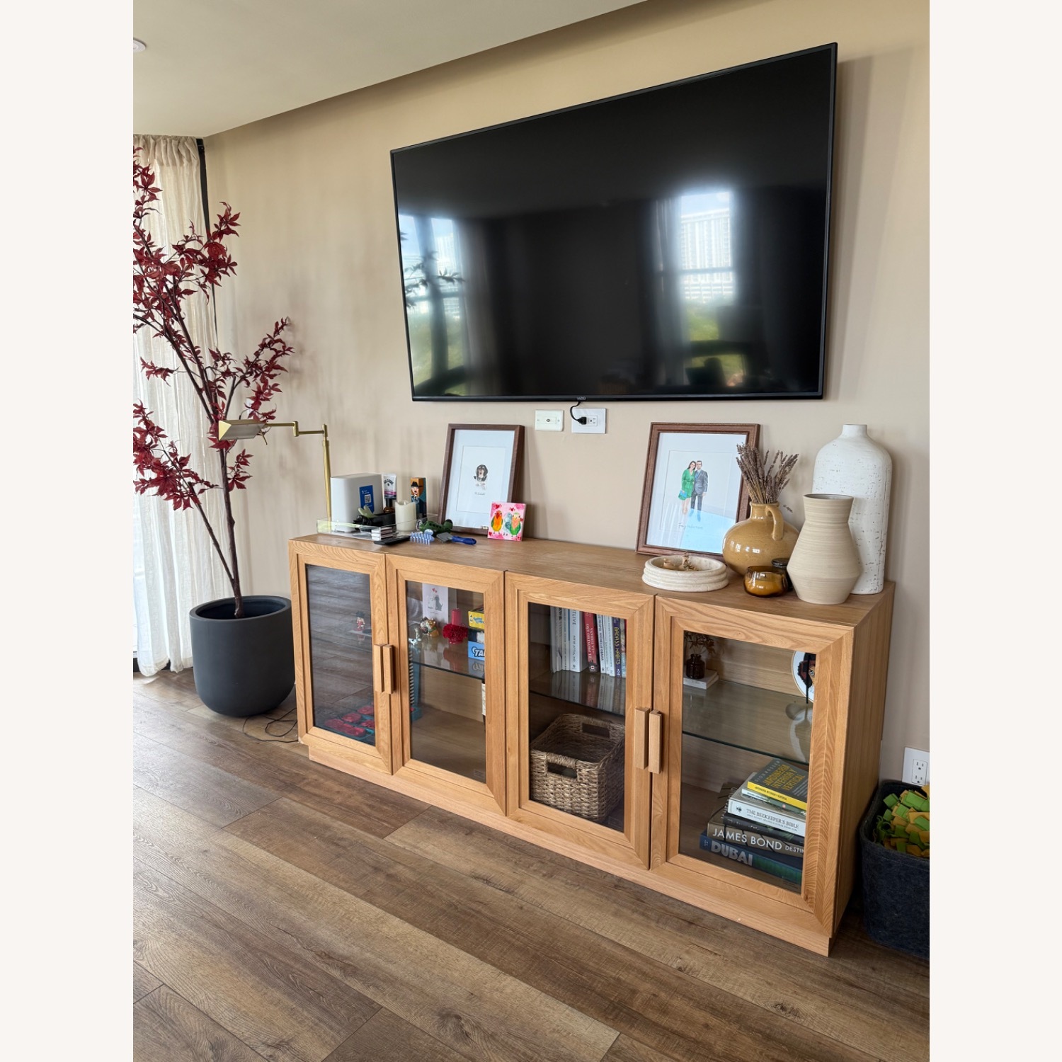 Crate & Barrel Calypso 72" Natural Wood Storage Media Console - image-1