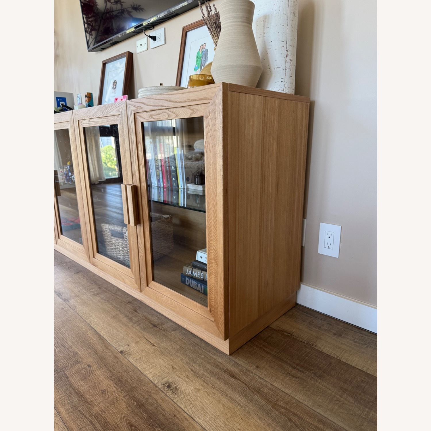 Crate & Barrel Calypso 72" Natural Wood Storage Media Console - image-2