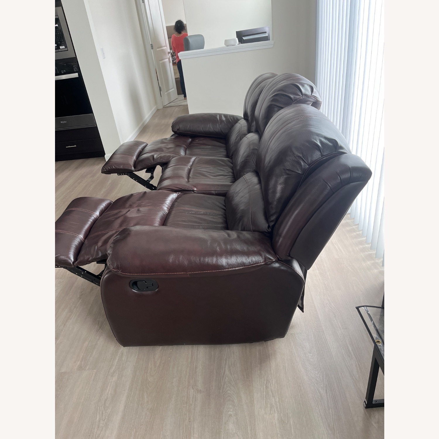 Dark Brown Leather Couch - image-2