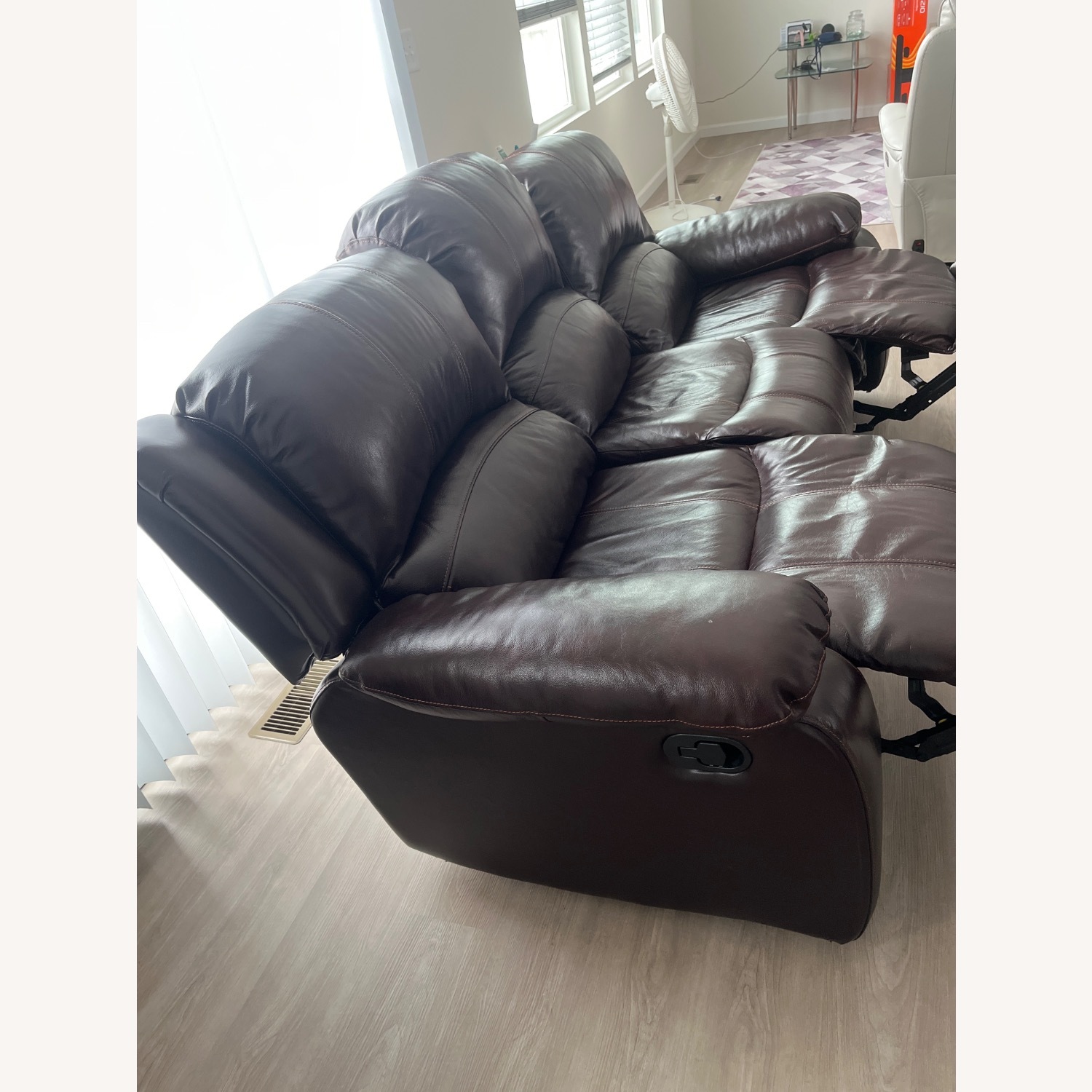 Dark Brown Leather Couch - image-3