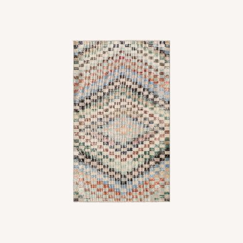 Used Hand Knotted Wool Checkered Rug for sale on AptDeco