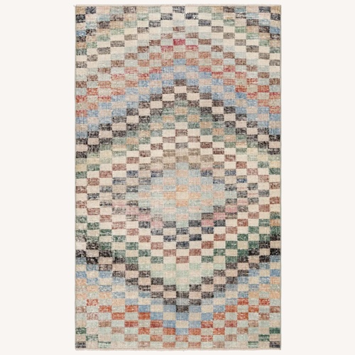 Used Hand Knotted Wool Checkered Rug for sale on AptDeco