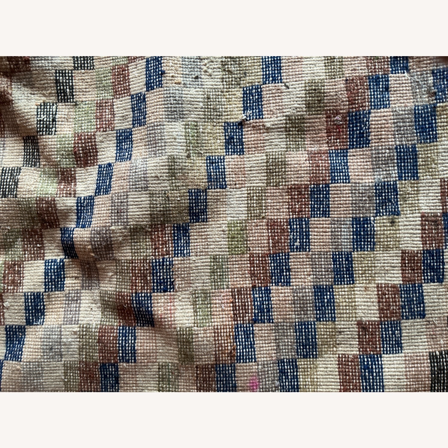 Hand Knotted Wool Checkered Rug - image-3