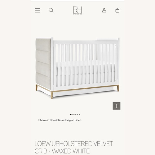 Used Restoration Hardware Loew Upholstered Velvet Crib - Waxed White for sale on AptDeco