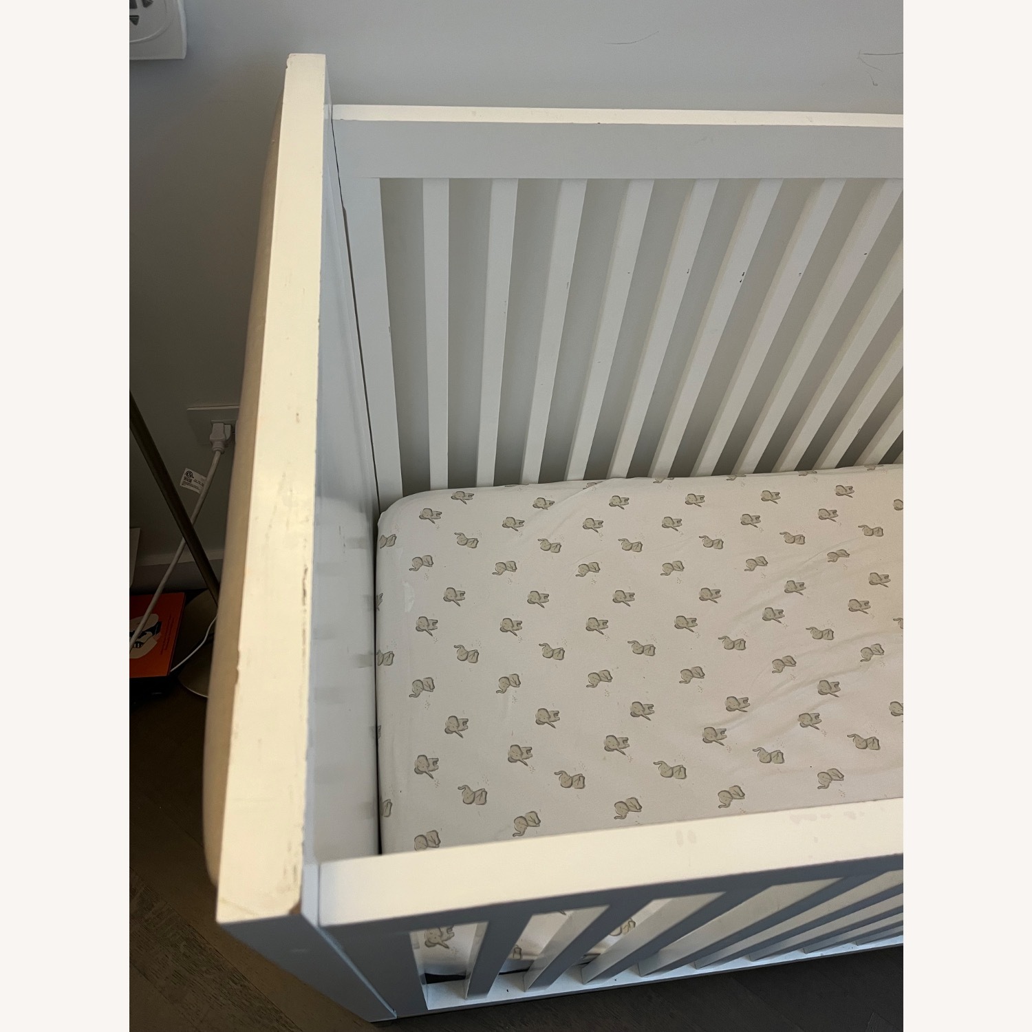 Restoration Hardware Loew Upholstered Velvet Crib - Waxed White - image-4