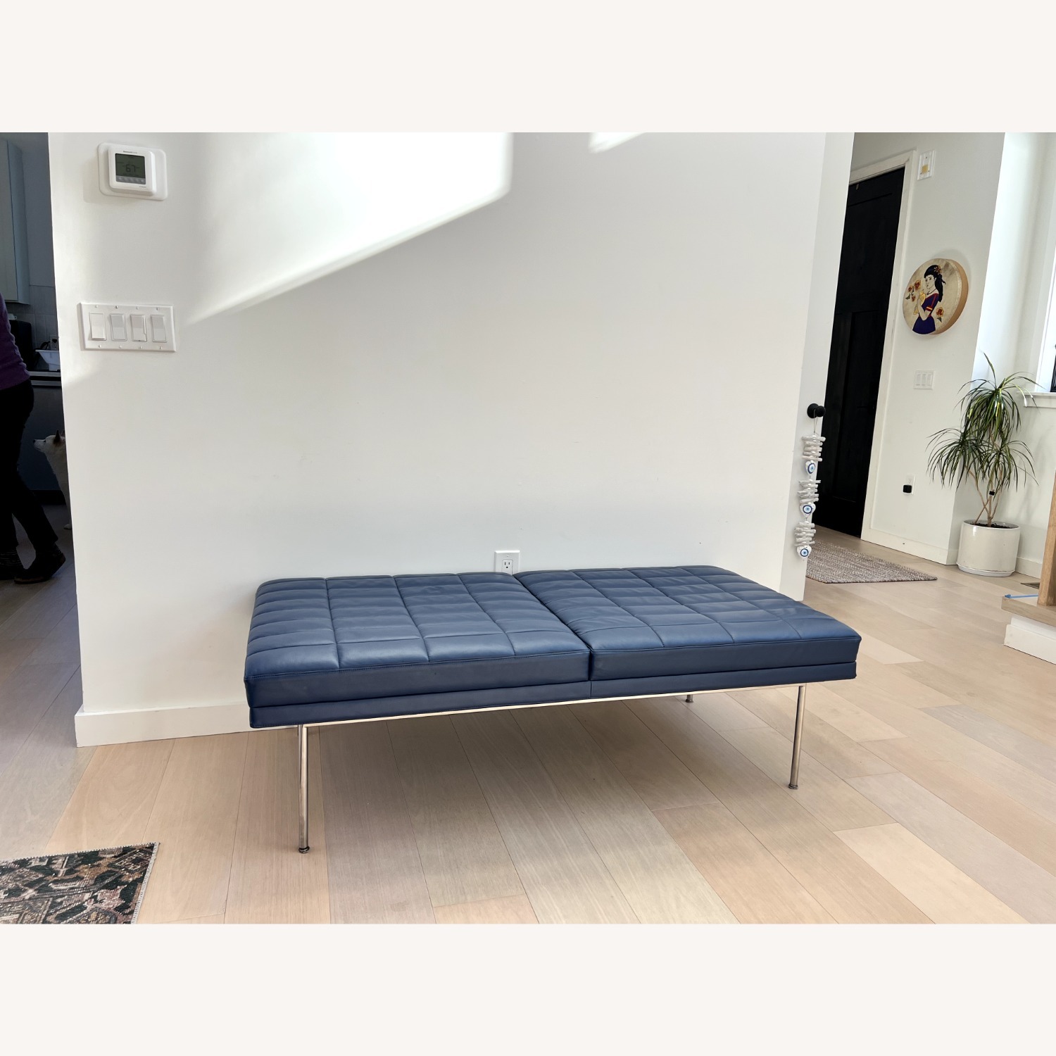 Herman Miller Tuxedo Blue Faux Leather Ottoman - image-2