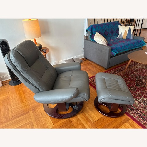 Used Dark Gray Leather Recliner for sale on AptDeco