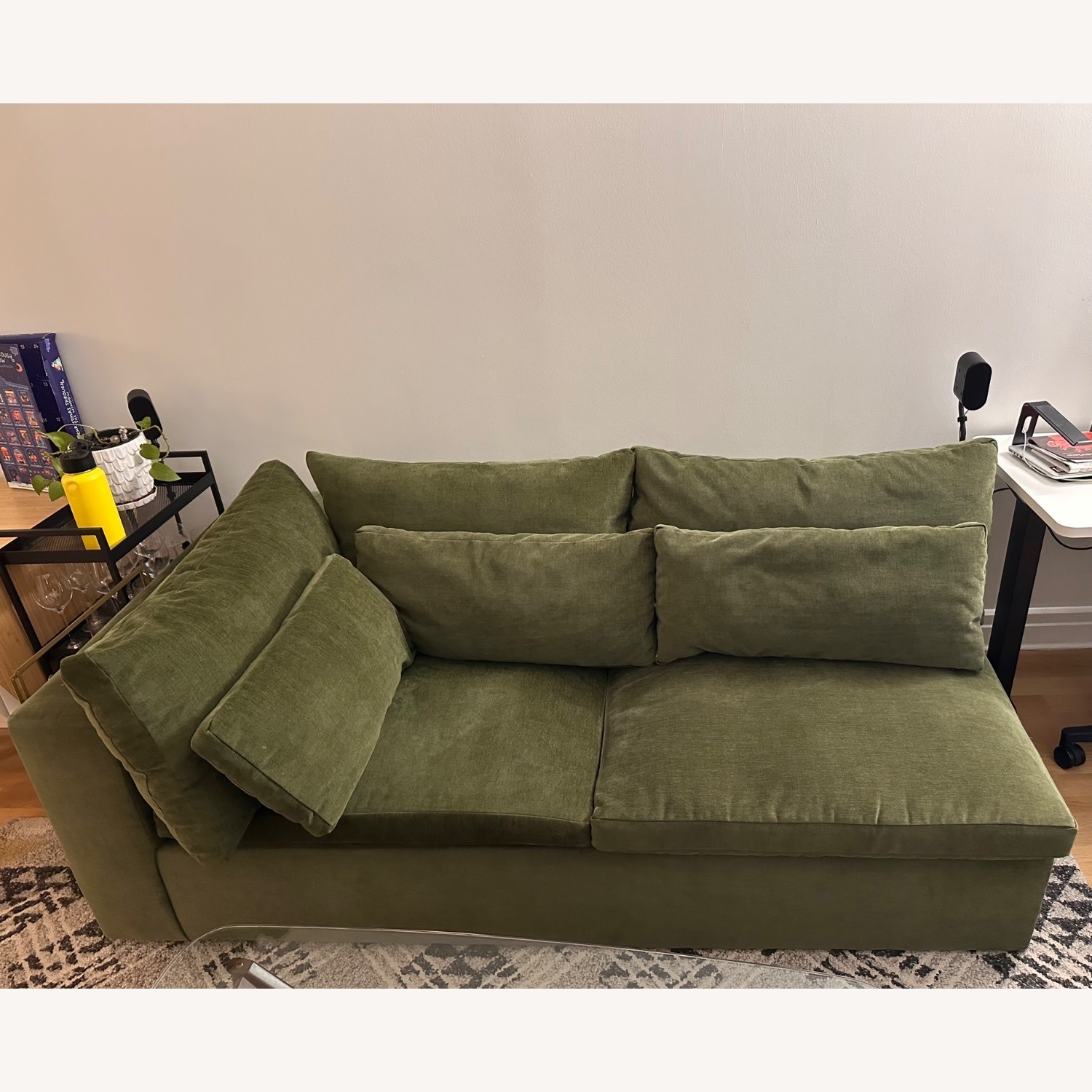 West Elm Harmony Modular Green Velvet 2 Seater Sofa - image-3