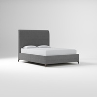 West Elm Light Gray Velvet King Bed