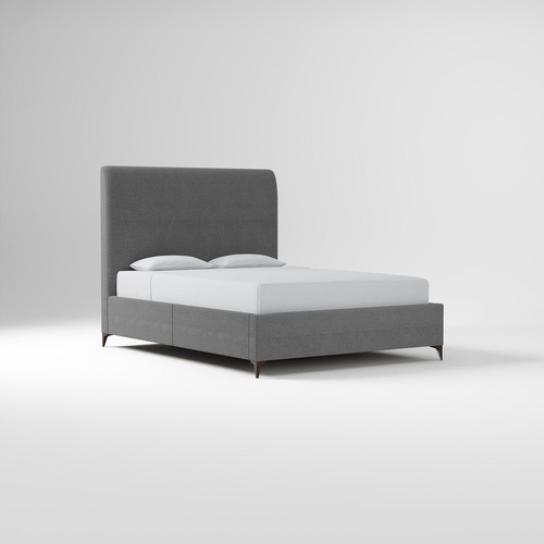 Used West Elm Light Gray Velvet King Bed for sale on AptDeco