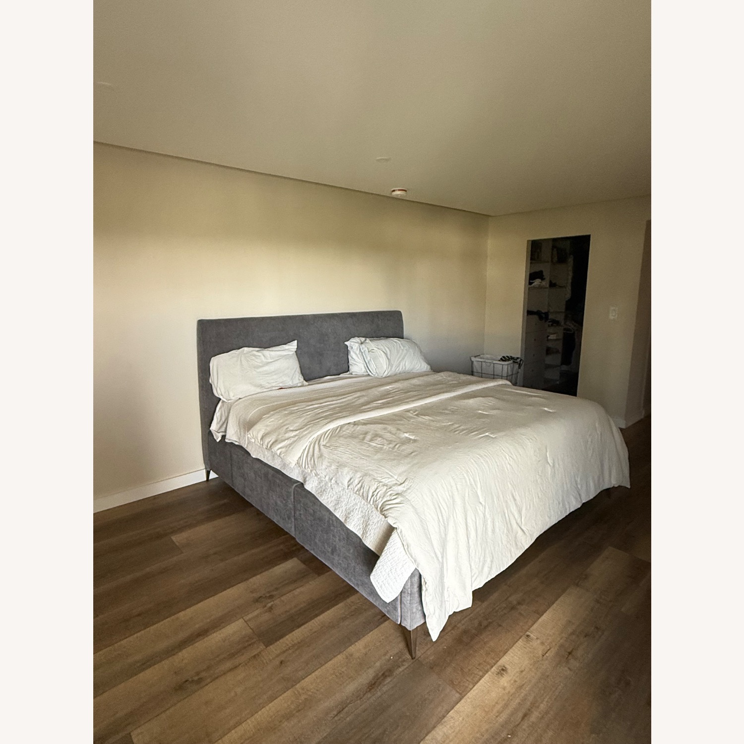 West Elm Light Gray Velvet King Bed - image-2