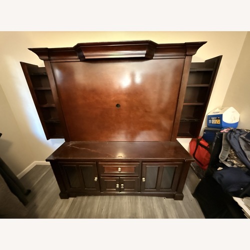 Used Light Brown Wood Media Storage for sale on AptDeco