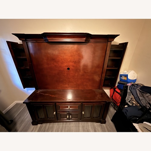 Used Light Brown Wood Media Storage for sale on AptDeco