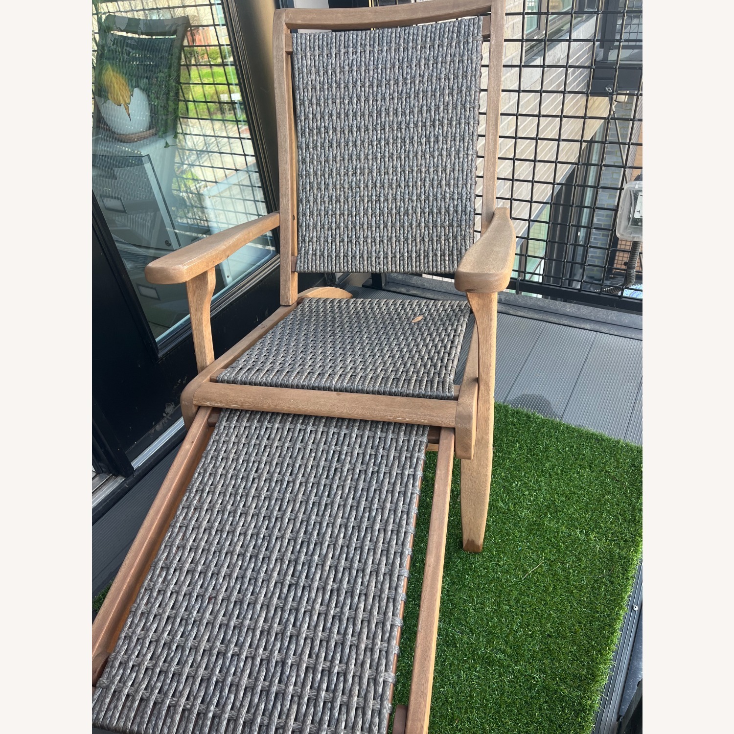Outdoor Lounge Chair - Wood Frame With Wicker - image-4