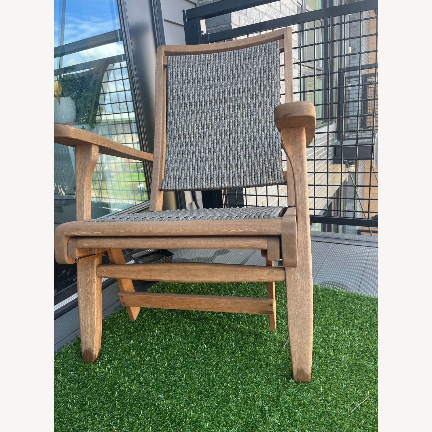Outdoor Lounge Chair - Wood Frame With Wicker - image-3