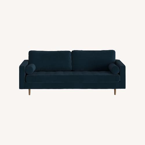 Used AllModern Blue Geo 84" Upholstered Sofa for sale on AptDeco