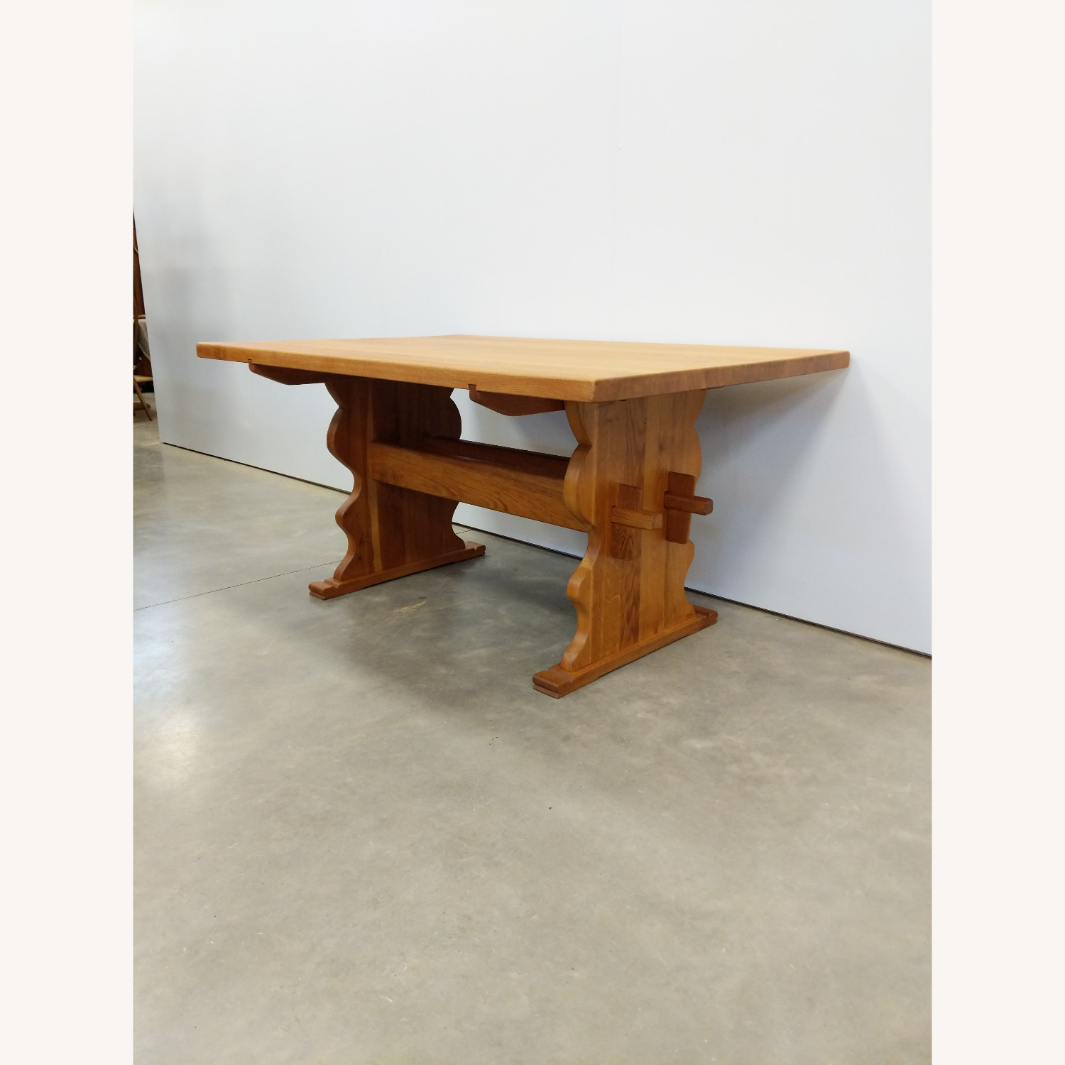 Vintage Danish Oak Trestle Dining Table - image-1