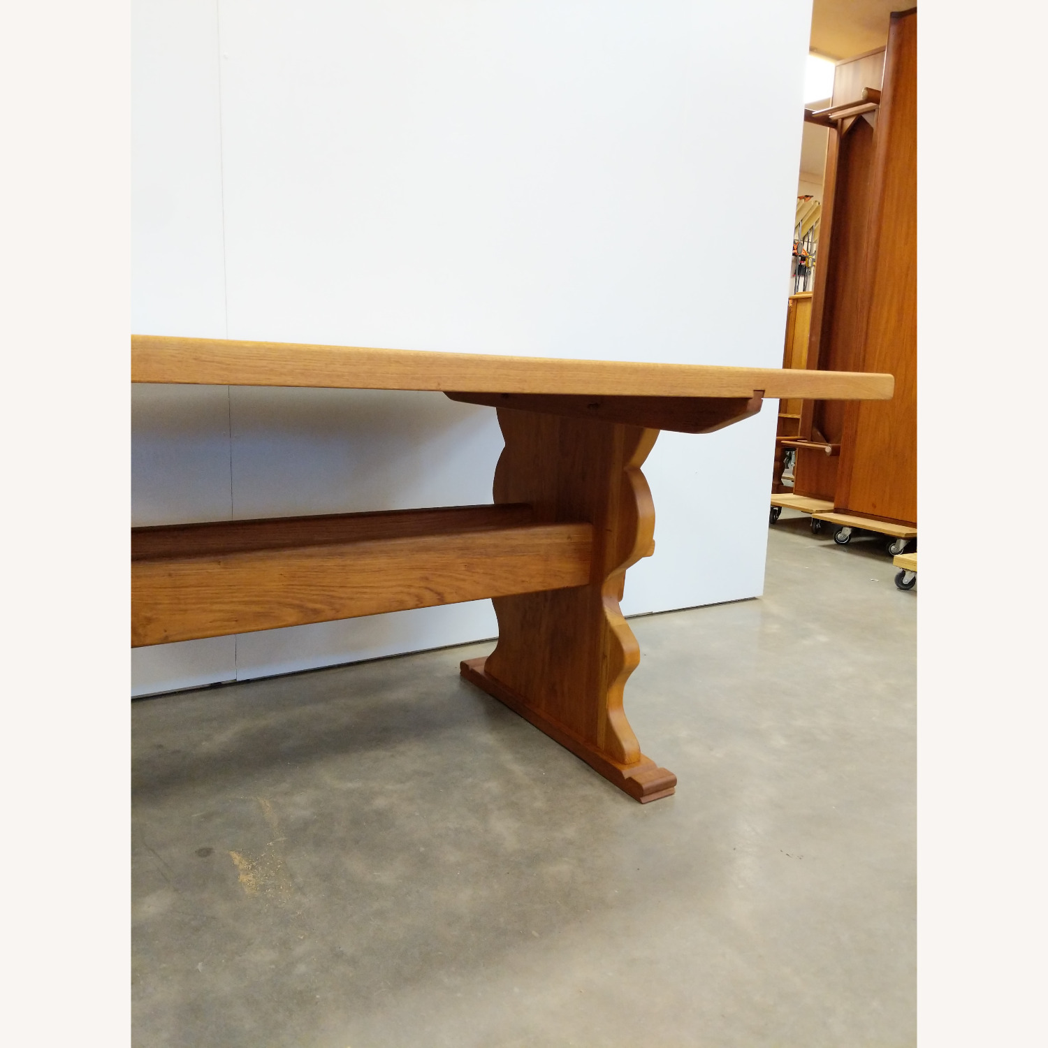 Vintage Danish Oak Trestle Dining Table - image-5