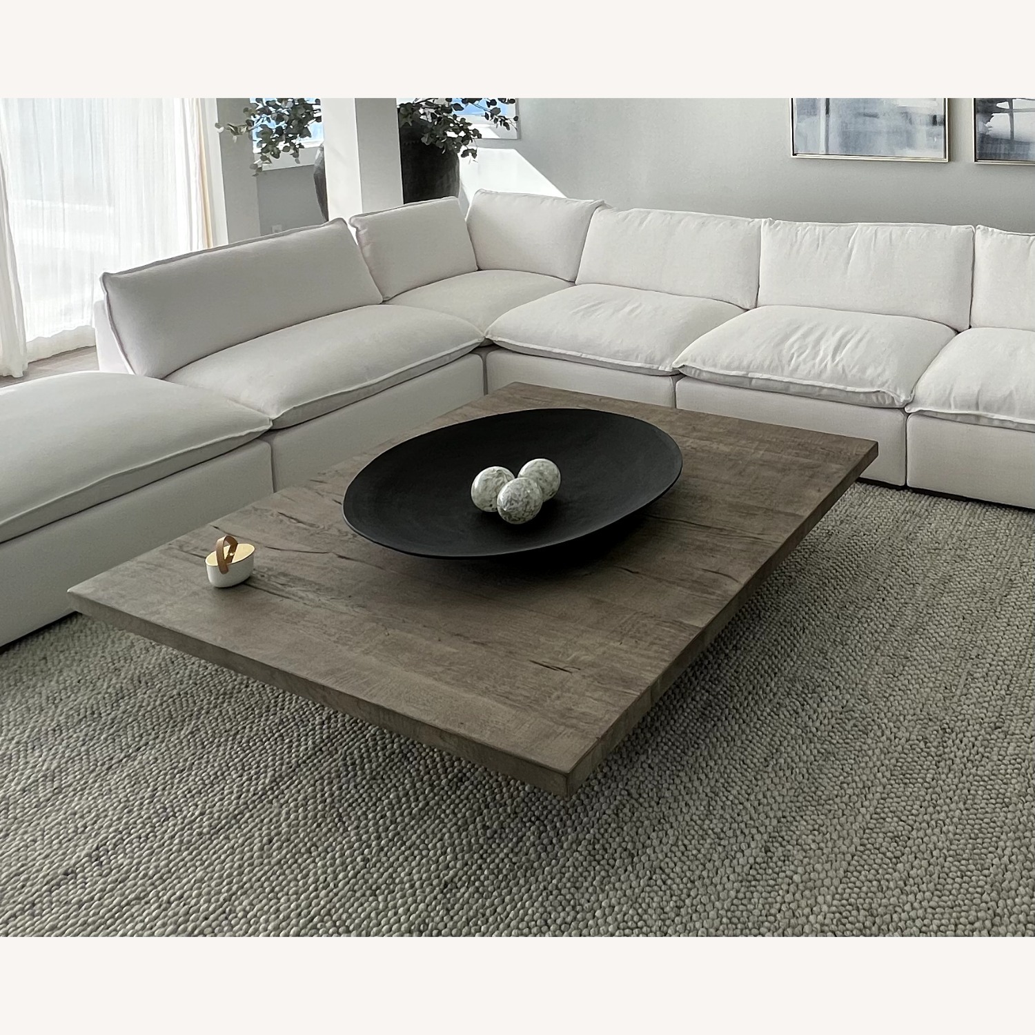 Restoration Hardware Light Gray Reclaimed Oak Coffee Table - image-1