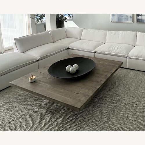 Used Restoration Hardware Light Gray Reclaimed Oak Coffee Table for sale on AptDeco