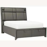 Raymour & Flanigan Orion Dark Gray Wood Queen Bed