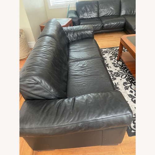 Used Black Leather 2 Seater Sofa for sale on AptDeco