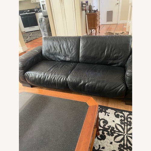 Used Black Leather 2 Seater Sofa for sale on AptDeco