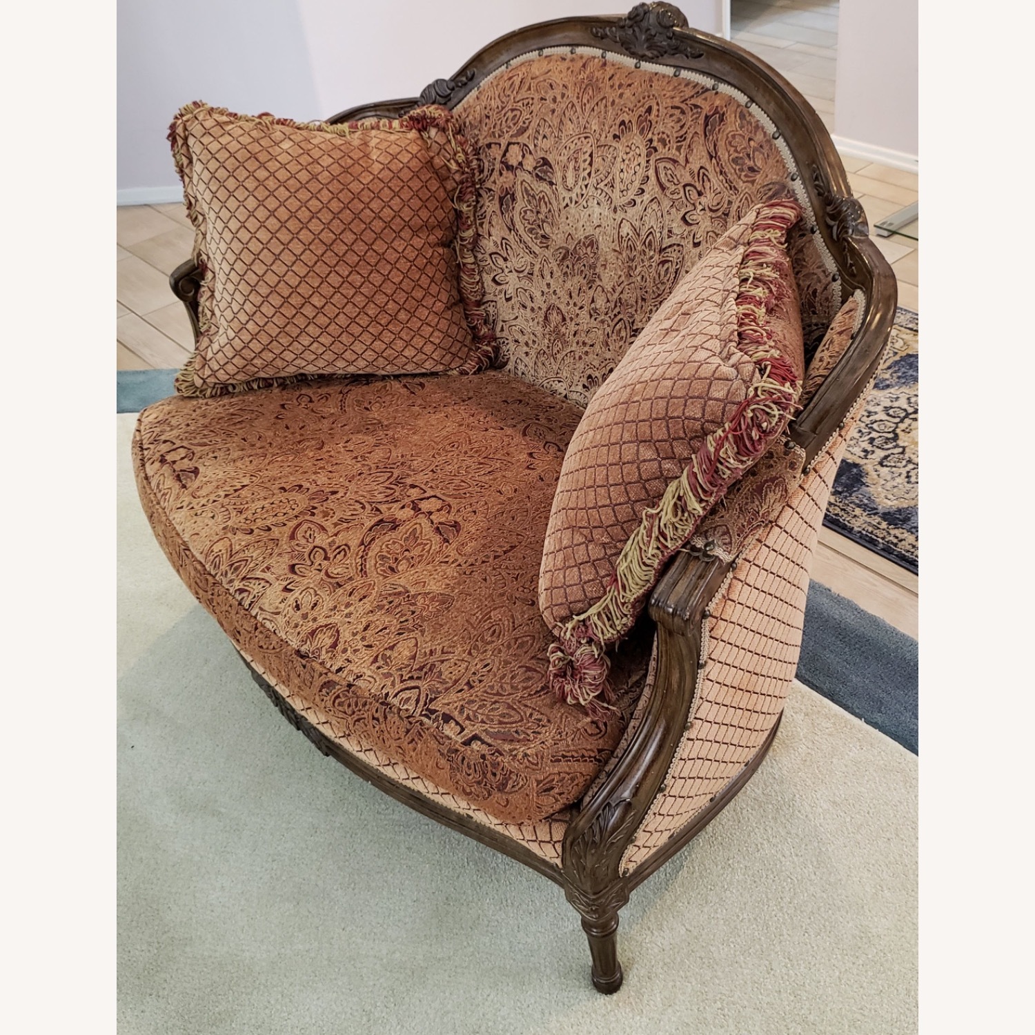 Vintage High Style Settee Armchair - image-1