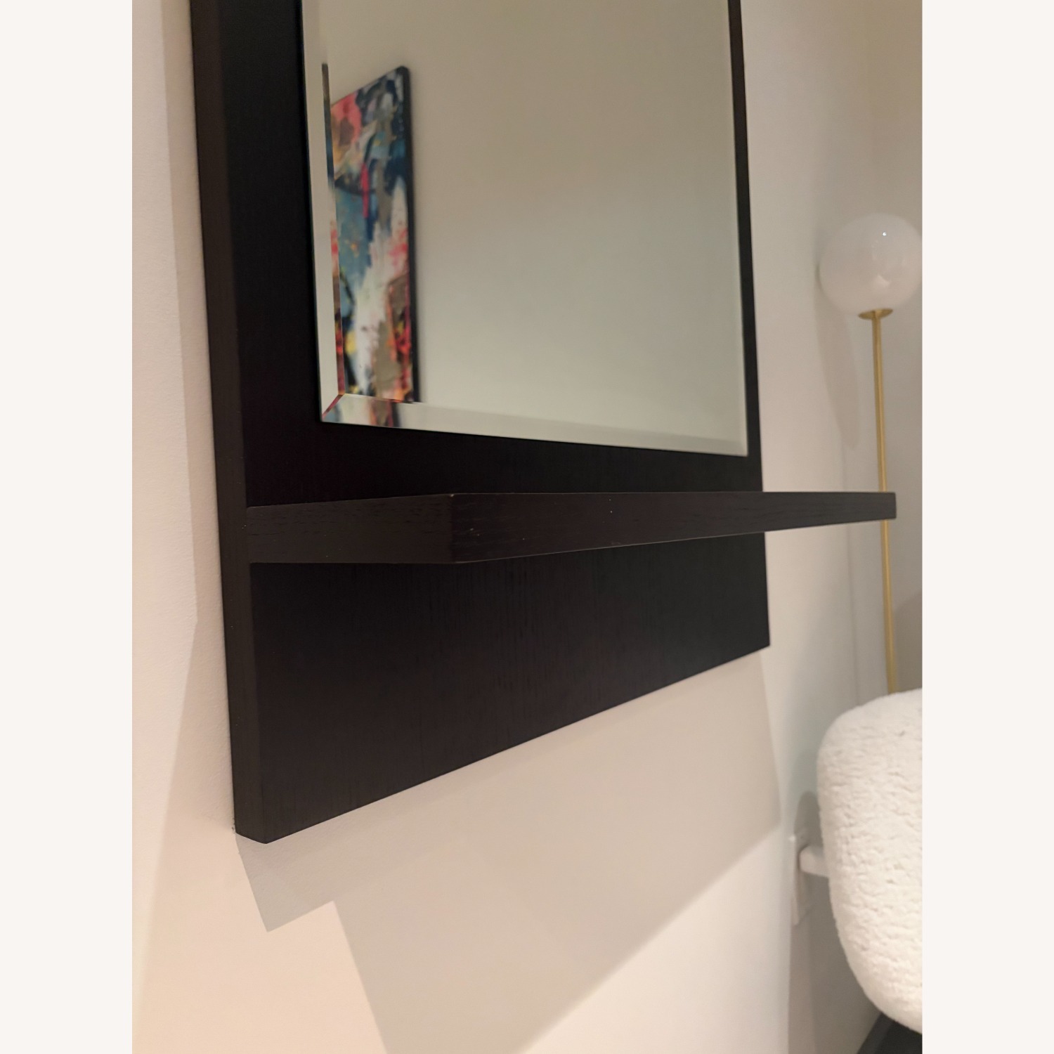 Dark Brown Wood Wall Mirror - image-1