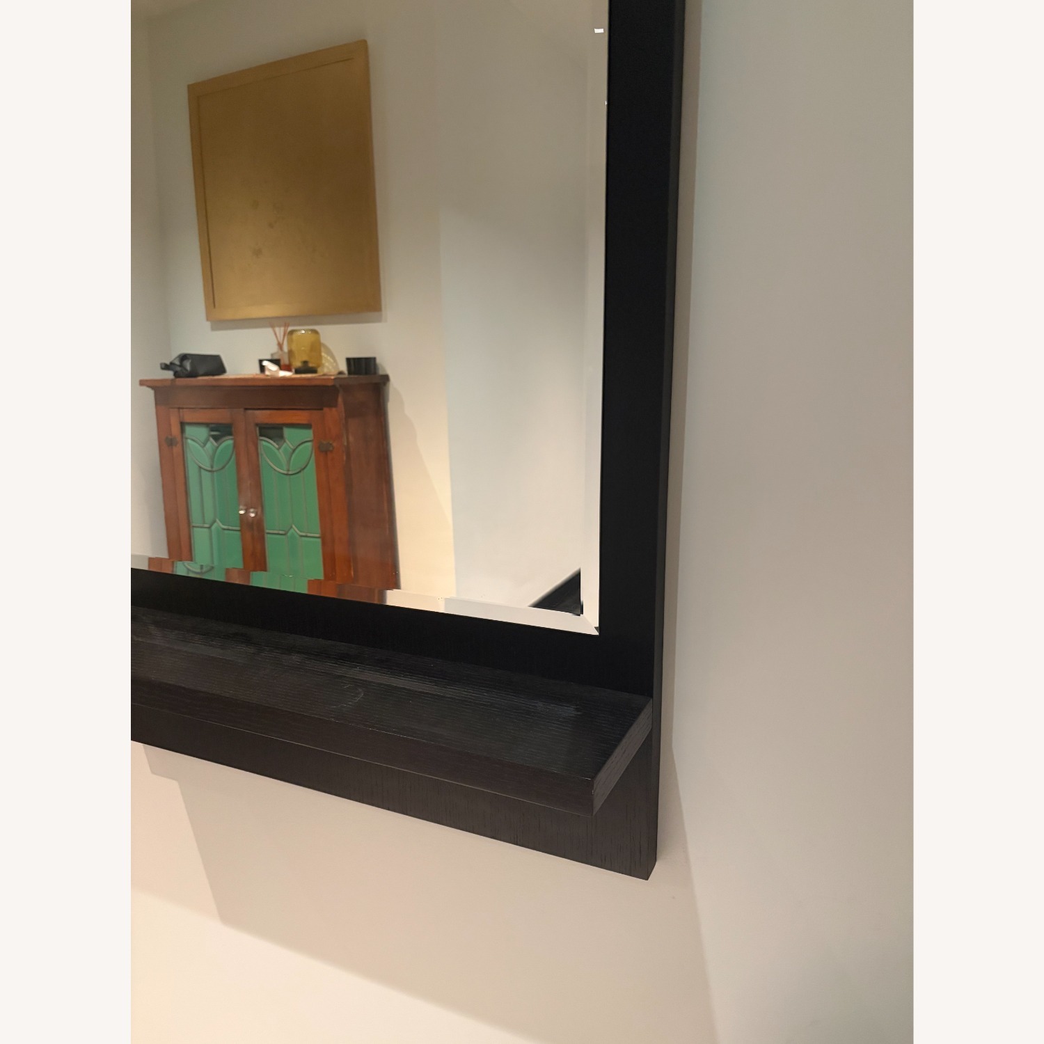 Dark Brown Wood Wall Mirror - image-6