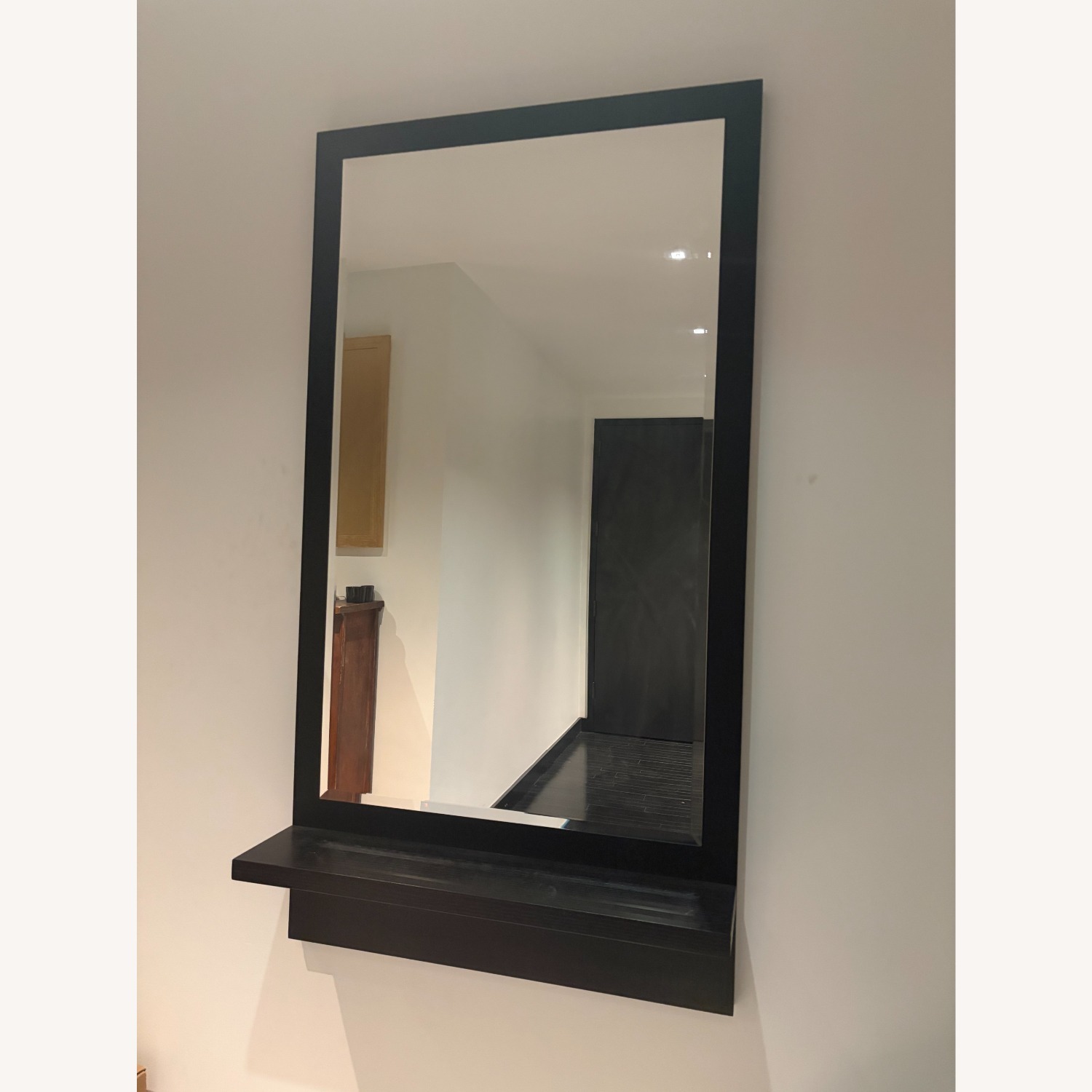 Dark Brown Wood Wall Mirror - image-7