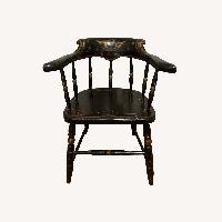 Vintage Black & Gold Eagle Motif Windsor Armchair